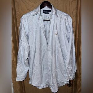 Ralph Lauren Blue Striped Oxford Cloth Button Down Shirt